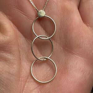 Elegant Silver Triple Circle Pendant Necklace